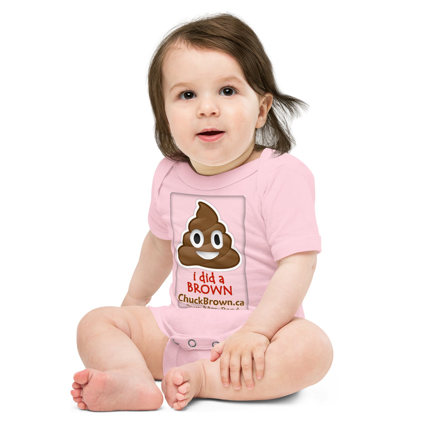 CB Baby-grow: "I did a Brown" in PINK logo