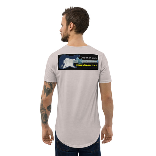 'CB' Men's Curved-Hem T-Shirt w/dark logo on BACK