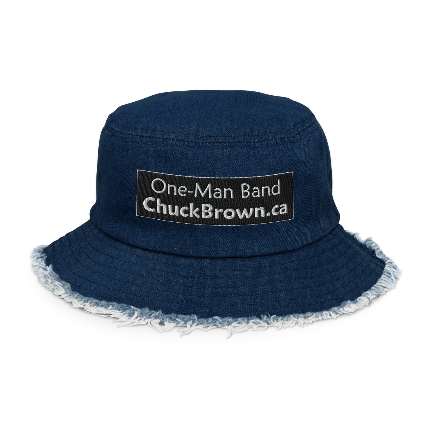 'CB' distressed-denim bucket-hat