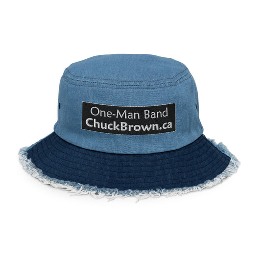 'CB' distressed-denim bucket-hat